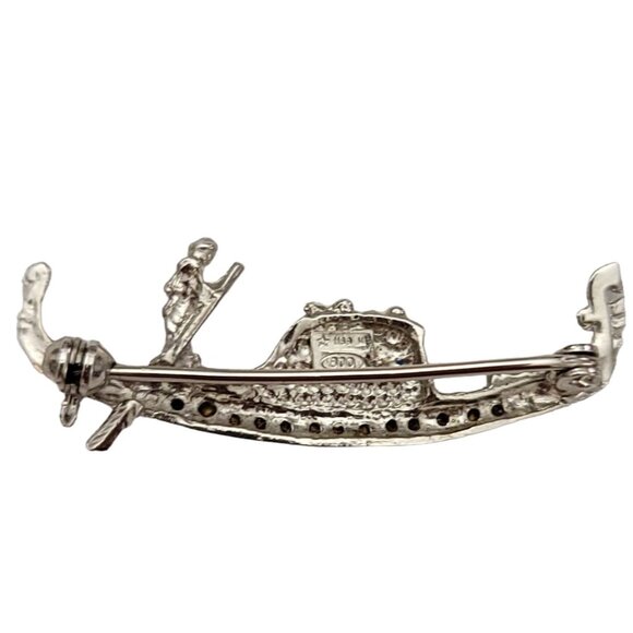 800 Sterling Silver Man in Boat Pin Brooch K644 - Picture 4 of 7